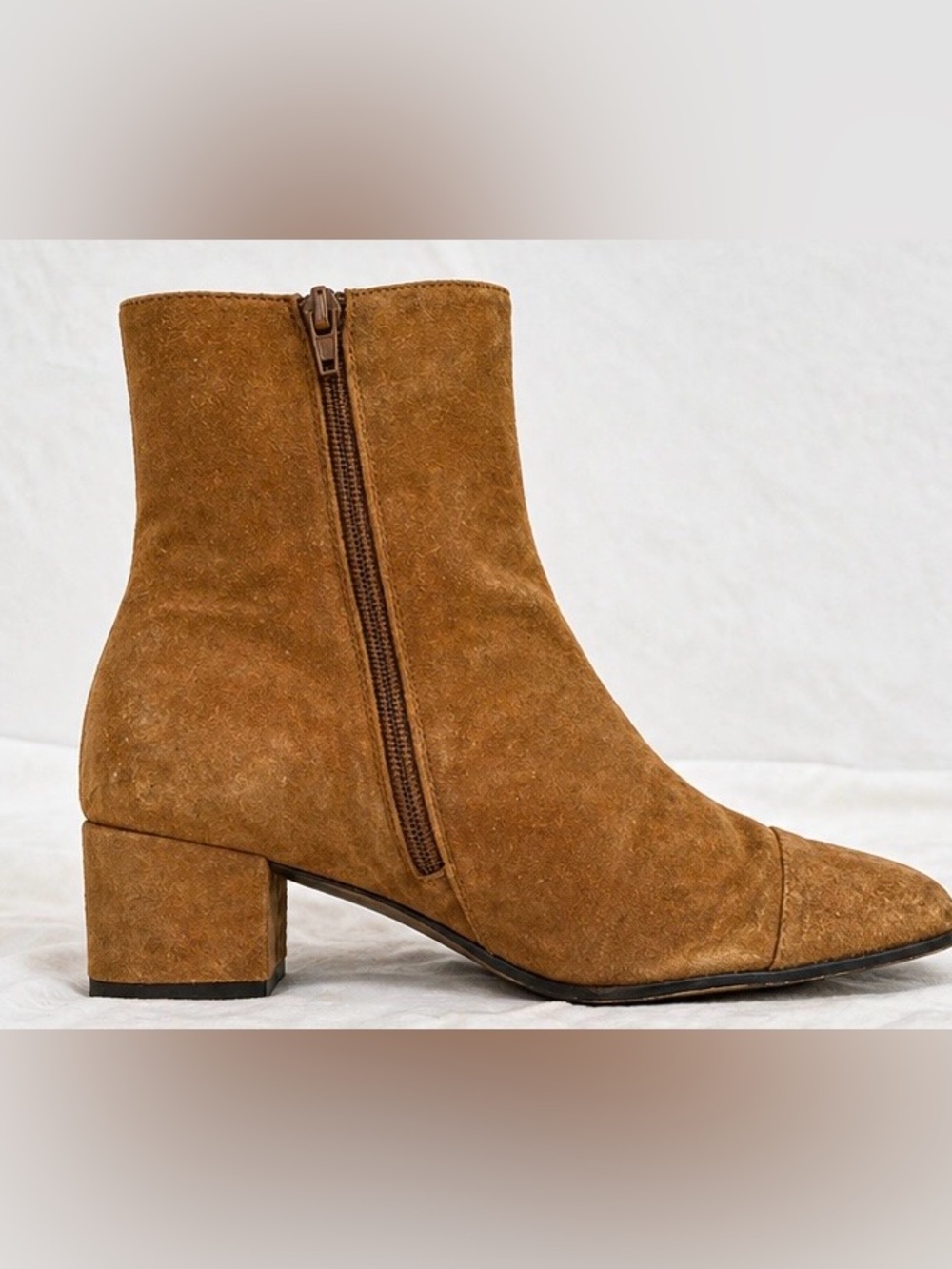 STAUD Suede Boots in Cognac Brown